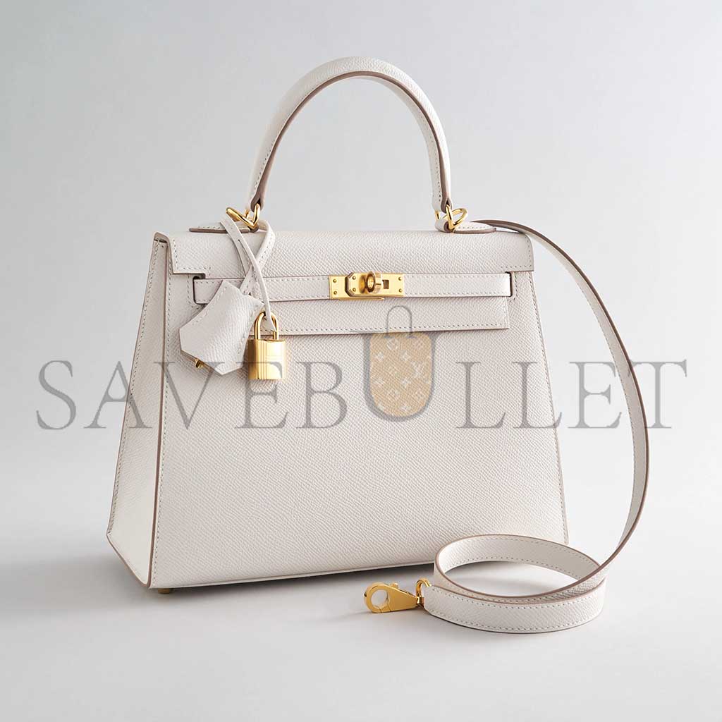 H**mes kelly 25 epsom gris pale gold hardware (25*17*7cm)